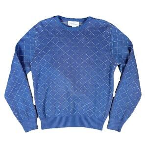 Vintage J.B. Britton Sweater Mens Size‎ Medium Blue Cotton Academia Grandpa Golf